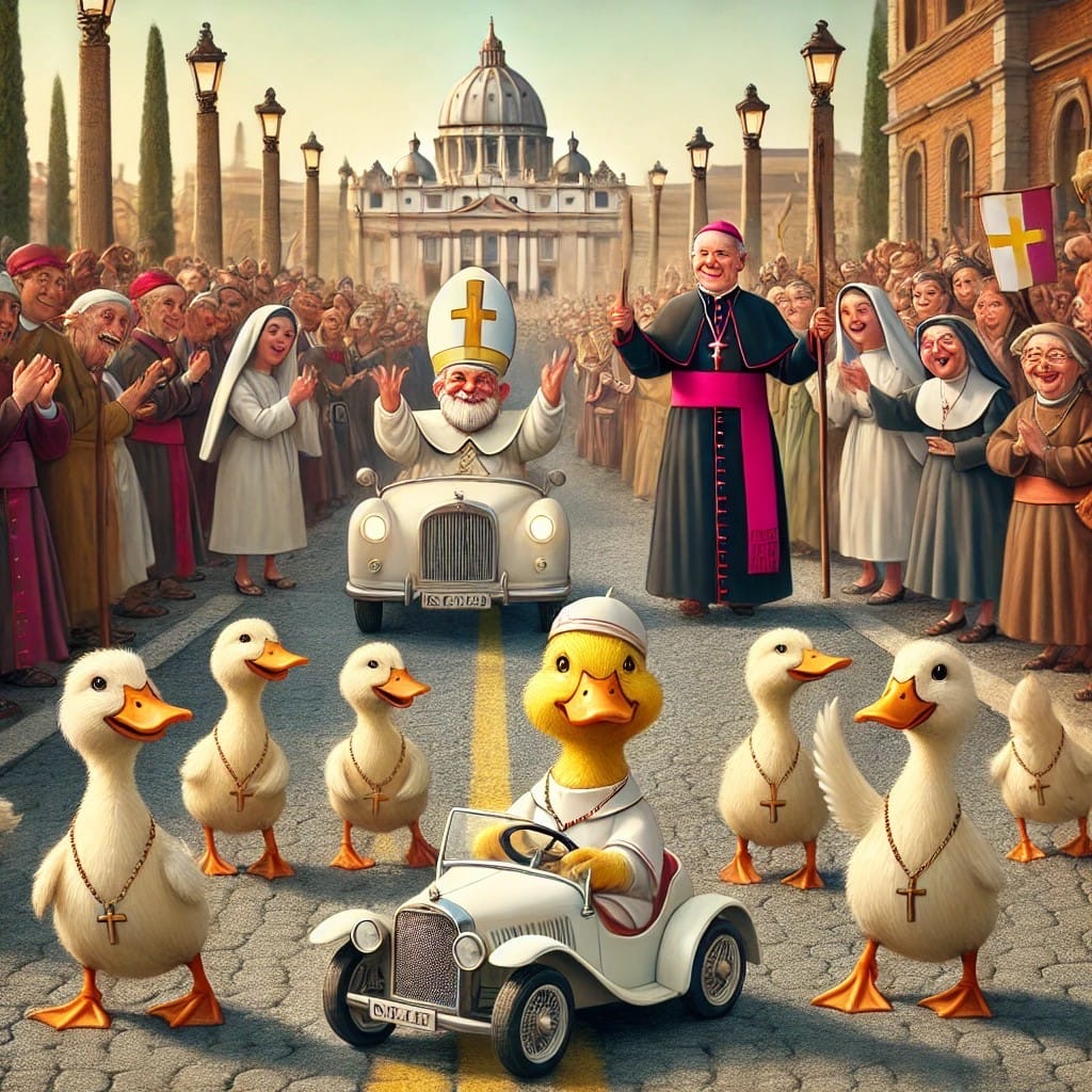 Le pape bloqué par le pape des canards